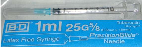 BD Tuberculin Syringe 1mL 25 Gauge 5/8 Inch Needle, Box of 100 – Dynamic  Aqua-Supply