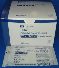 Covidien Kendall Telfa Adhesive Mini Island Dressing Pads Sterile LF  2-inx3.75-in -50 7539LF
